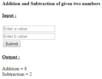 SkillPundit: PHP To find Addition and Subtraction of two numbers