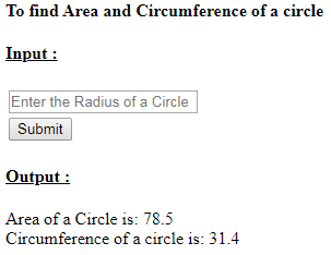 SkillPundit: PHP To find Area and circumference of a circle