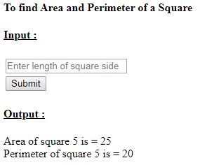 SkillPundit: PHP To find Area and Perimeter of a square