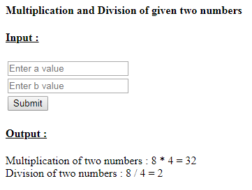 SkillPundit: PHP To find Multiplication and Division of two numbers 
