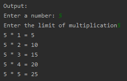 To display multiplication table for given number SkillPundit