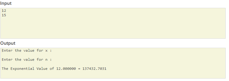 Skillpundit: C Program Compute the Given Exponential Series