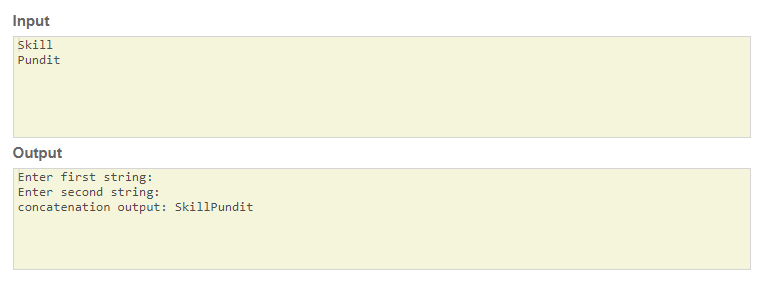 SkillPundit:C Program to Concatenate Two Strings Using Static