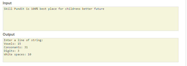 Skillpundit: C PRogram to Count Number of Vowels Consonants and White spaces in given Text