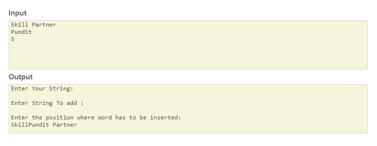 SkillPundit: C Program to Insert a Word in Exact Position in a Given text