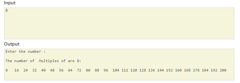 Skillpundit: C Program to Print Multiples of a Given Number From 0 to 200