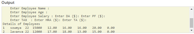 Skillpundit: C Program to Store Employe Records in Tabular Formate