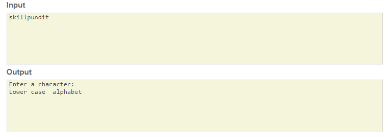 SkillPundit: JAVA Program To character is lowercase letter or uppercase letter or a special character java program character is lowercase letter or uppercase letter or a special character