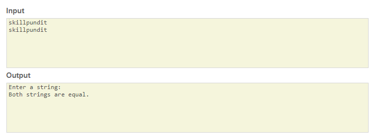 SkillPundit: JAVA Program To compare two strings are same or not. To compare two strings are same or not SkillPundit