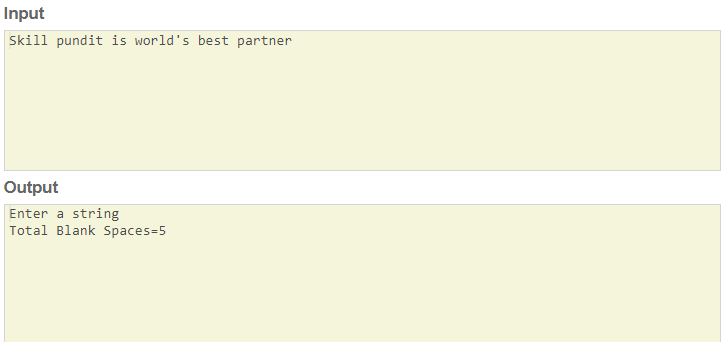 To find number of blank spaces from given text SkillPundit