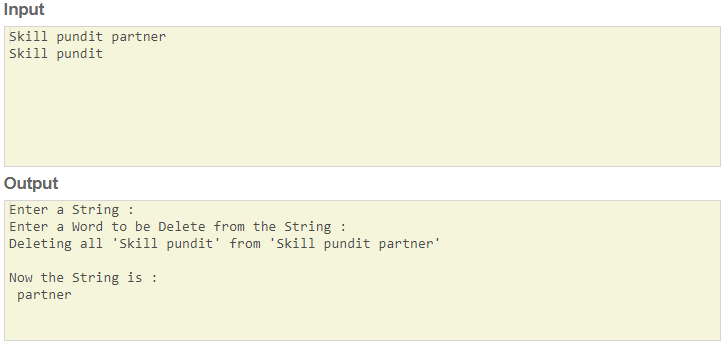 To delete particular word from the given line of text SkillPundit
