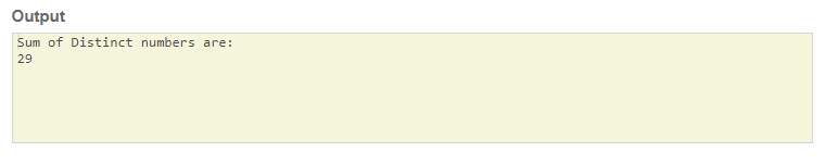 SkillPundit: JAVA Program To Find the Sum of Distinct Numbers SkillPundit: Java To Find the Sum of Distinct Numbers
