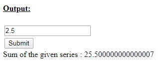 SkillPundit: JavaScript Program To find the sum of given series 1.0+1.1+1.2+1.3 + …… + 2.5 To find the sum of given series 1.0+1.1+1.2+1.3 + …… + 2.5 SkillPundit