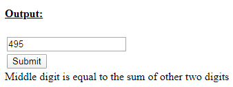 SkillPundit: JavaScript program To Check Middle digit of given 3 digit number is Equal to the Sum of Other Two digits or Not Skillpundit: JavaScript program To Check Middle digit of given 3 digit number is Equal to the Sum of Other Two digits or Not