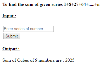SkillPundit: PHP To Print Series of Cube of Numbers for nth Series 1+8+27+64+ …….+n SkillPundit: PHP To Print Series of Cube of numbers for nth Series 1+8+27+64+ …….+n