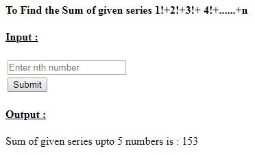 SkillPundit: PHP To Print Sum of  Series of  1!+2!+3!+ 4!+ …….+n