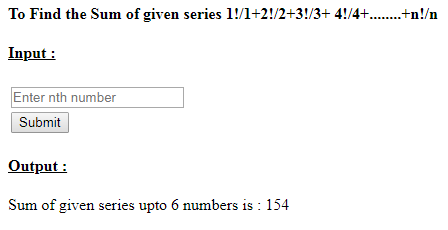 SkillPundit: PHP To Print Sum of 1!/1+2!/2+3!/3+ 4!/4+ …….+n!/n