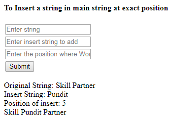 SkillPundit: PHP To Insert a Word in Main String at Exact Position SkillPundit: PHP To Insert a word in main string at exact position