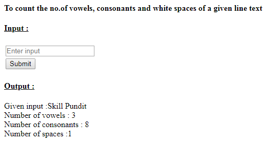 SkillPundit: PHP To Count the Number of Vowels, Consonants and Whitespaces From Given Line of Text SkillPundit: PHP To count the number of Vowels, Consonants and Whitespaces from given line of text