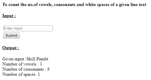 SkillPundit: PHP To count the number of Vowels, Consonants and Whitespaces from given line of text