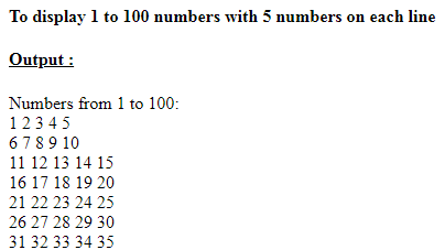 SkillPundit: PHP To Display 1to 99 Numbers in 5 Rows Sequentially SkillPundit: PHP To Display 1to 99 Numbers in 5 Rows Sequentially