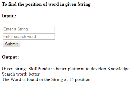 SkillPundit: PHP To Find the Position of a Word in Given String To find the position of a word in given string SkillPundit