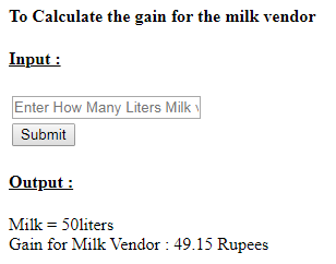 SkillPundit: PHP To Calculate gain for Milk vendor SkillPundit: PHP To Calculate gain for Milk vendor