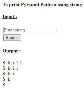 SkillPundit: PHP To Print Triangle Pattern Using Name SkillPundit: PHP To print triangle pattern using name
