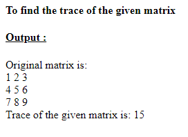 SkillPundit: PHP To find the Trace of the given matrix