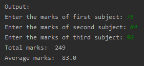 To Calculate total, average and class for three subject marks SkillPundit