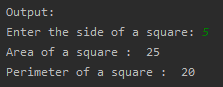 SkillPundit: Python Program To find Area and Perimeter of a square To find Area and Perimeter of a square SkillPundit