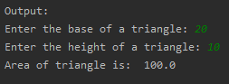 SkillPundit: Python Program To Determine Area of Triangle using Base and Height values To determine Area of triangle using base and height values SkillPundit