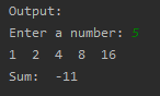 To find the Sum of Series of -1+2-4+8-16+--------+1024   SkillPundit