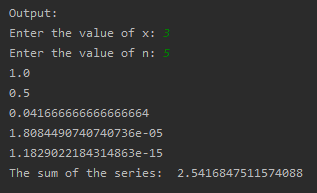 To find the Exponential Series of 1+x+x^2/2!+x^3/3!+x^4/4!+ ……… x^n/n!  SkillPundit