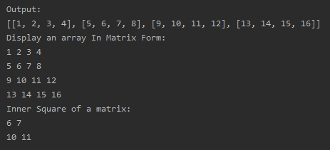 To print Inner Square of a given matrix SkillPundit