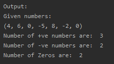 SkillPundit: Python Program To find the Positive, Negative numbers and Zeros of given numbers To find the Positive, Negative numbers and Zeros of given numbers SkillPundit