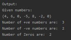 To find the Positive, Negative numbers and Zeros of given numbers SkillPundit