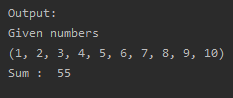 SkillPundit: Python Program To read Ten numbers and print their Sum To read ten numbers and print their Sum SkillPundit