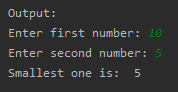 SkillPundit: Python Program To find Smallest of given two Numbers To find Smallest of given two numbers SkillPundit