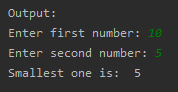 To find Smallest of given two numbers SkillPundit