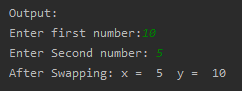 Interchanging the contents of two variables witout using temporary variable SkillPundit